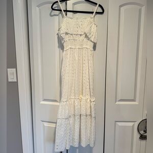 Aqua White Eyelet Maxi Dress